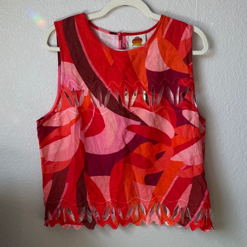 FARM Rio Red and Pink Patterned Tank Top